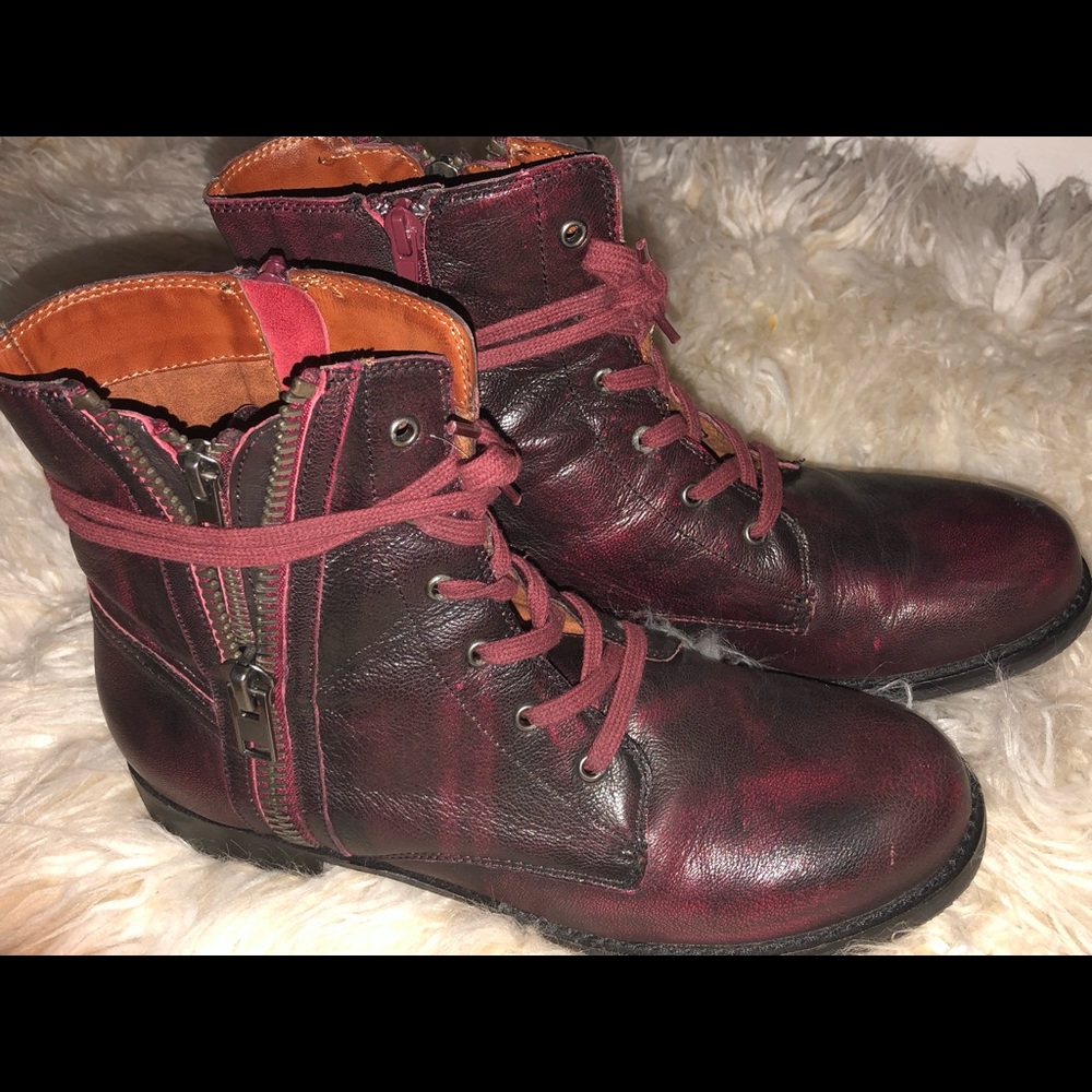 Mia red combat style boots